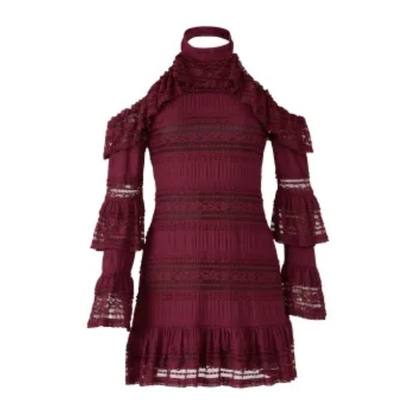 🎉On Sale New PARKER Crepe Tiered Ruffles Flounce Hem Cold Shoulder Dress - Picture 5 of 6